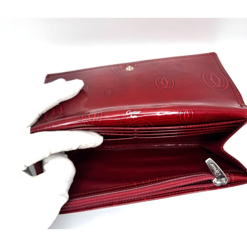 Cartier Red Monogram Leather Long Wallet With Snap Closure - Picture 11 of 16